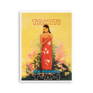 Tahiti Art Air France Travel Poster Print (XR2186)a