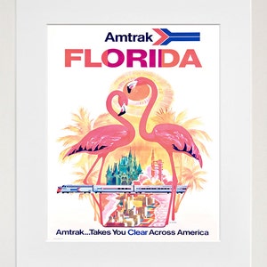 Florida Art Wall Decor Flamingo Retro Travel Poster  (ZT626)