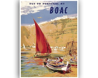 Póster de viaje de BOAC con impresión de Portugal Arte portugués (XR1123)a