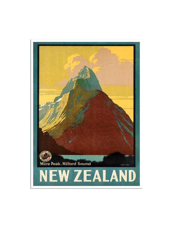 New Zealand Poster Travel Art Print Retro (XR3381)