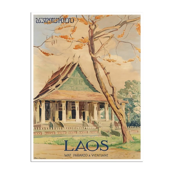 Laos Travel Poster Vintage Loatian Art Retro Asian Print (XR4667)