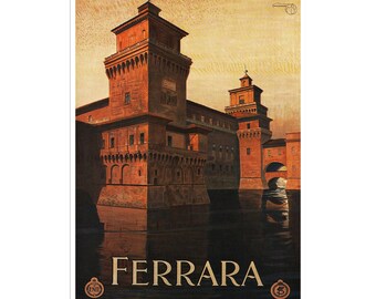 Art Italian Travel Poster Ferrara Italy Vintage Print (ZT169)