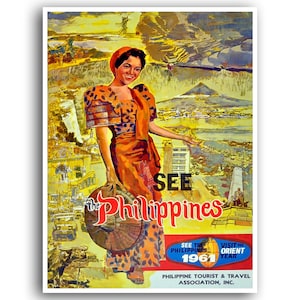 Póster de viaje con impresión artística de Filipinas, decoración asiática para el hogar (XR851)