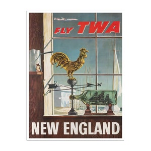 New England Poster Travel Art Vintage Print Decor (XR4610)