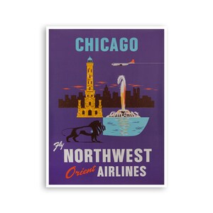 Chicago Print Travel Poster Illinois Art (XR2868)a