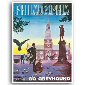 Philadelphia Art Philly Travel Poster Go Greyhound Print (XR852)a