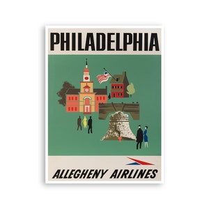 Philadelphia Art Print Philly Travel Poster Allegheny Airlines (XR3622)a