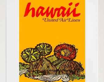 Hawaii Retro Poster Hawaiian Decor Art Travel Poster Wall Art Print (ZT631)