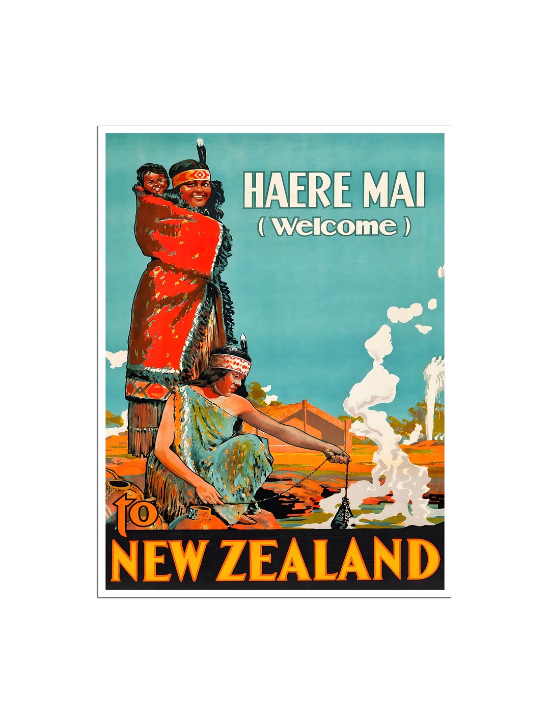 New Zealand Poster Art Haere Mai Welcome Travel Print (xr4609)a - Etsy