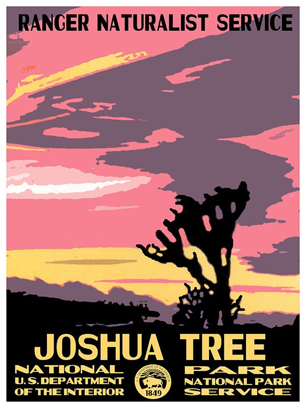 Joshua Tree National Parks Travel Poster Vintage Art Print (tr61)a - Etsy