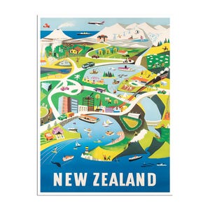 New Zealand Print Travel Poster Map Print  (XR402)a