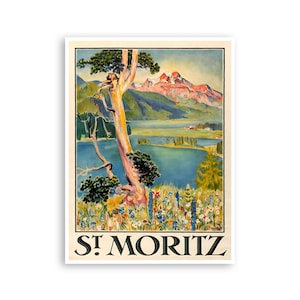 St. Moritz Switzerland Art Print Swiss Home Decor Travel Poster (XR4420)