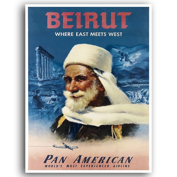 Beirut Gift Art Print Travel Poster Vintage Lebanon Home Decor (XR857)