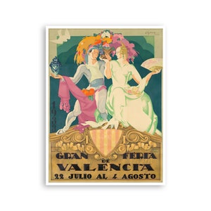 Cartaz de viagem do festival de impressão espanhola vintage de arte de Valência Espanha (XR4020)