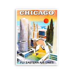 Chicago Art Chicago Travel Poster Illinois Gift Print Vintage (XR1457)a