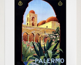 Italy Wall Art Print Palermo Vintage Travel Poster (TR76)