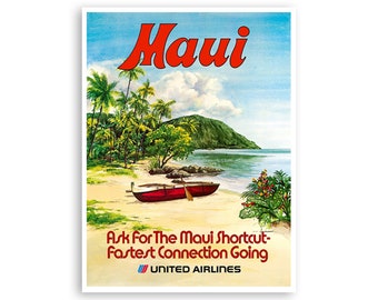 Maui Art Print Hawaii Travel Poster (TR102)