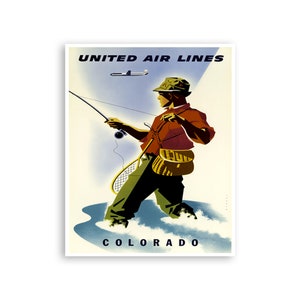 Colorado Fishing Print Colorado Travel Poster Fishing Art (ZT580)a