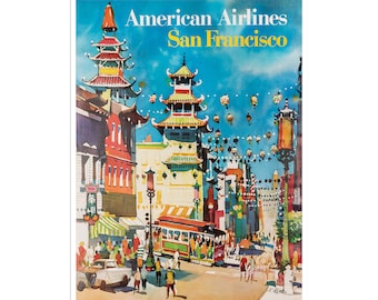 Affiche de voyage American Airlines imprimée San Francisco Art Chinatown (XR2588)a