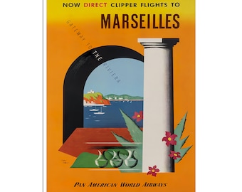 Poster Vintage Voyage Marseille France – 20x30 Cm – Décoration Murale Rétro Pour Salon, Chambre, Bureau