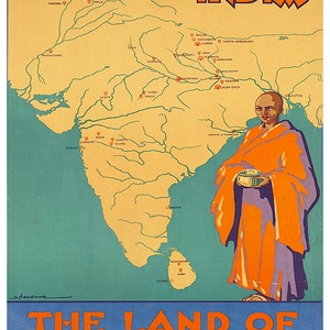 India Travel Poster Vintage Print Wall Art ZT240 image 3