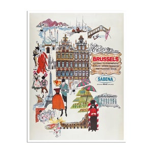 Brussels Belgium Art Vintage Travel Poster Retro European Print (XR4791)a