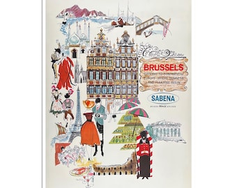 Brussels Belgium Art Vintage Travel Poster Retro European Print (XR4791)a