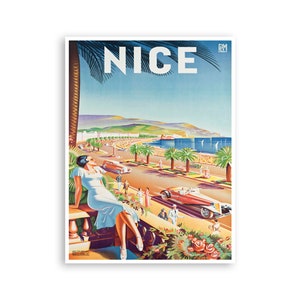 Impresión de póster de viaje de arte francés de Niza, Francia (XR3087)a