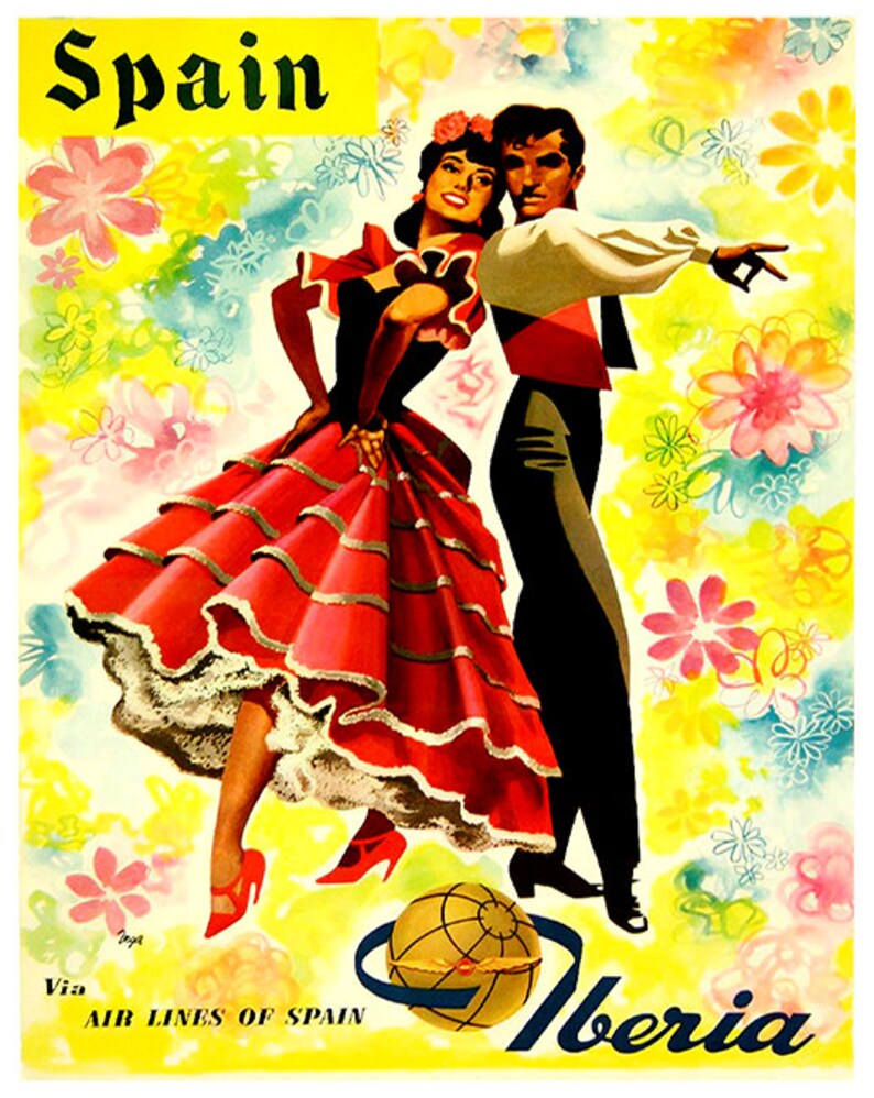 Spain Art Retro Poster Spanish Art Travel Poster Wall Art Etsy
