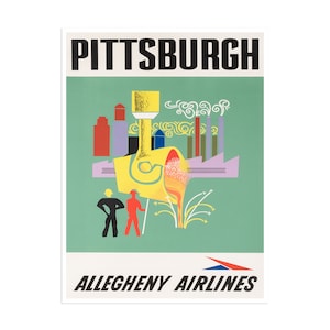 Pittsburgh Art Vintage Travel Poster Print Pennsylvania Home Wall Decor (XR2000)