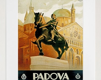 Póster de viaje de Italia con arte de Padua, impresión vintage italiana (ZT163)
