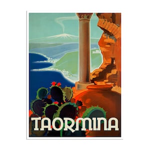 Taormina Travel Poster Sicily Art Italy Print (XR4653)a