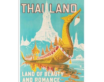 Thailand Poster Travel Art Print Vintage Thai Home Decor (XR3196)