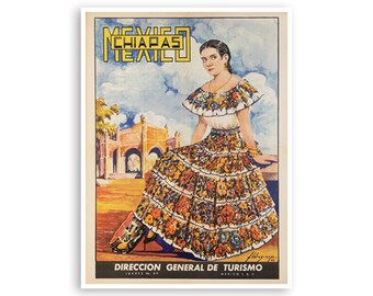 Chiapas Art Mexico Travel Poster Mexican Print (XR3589)a