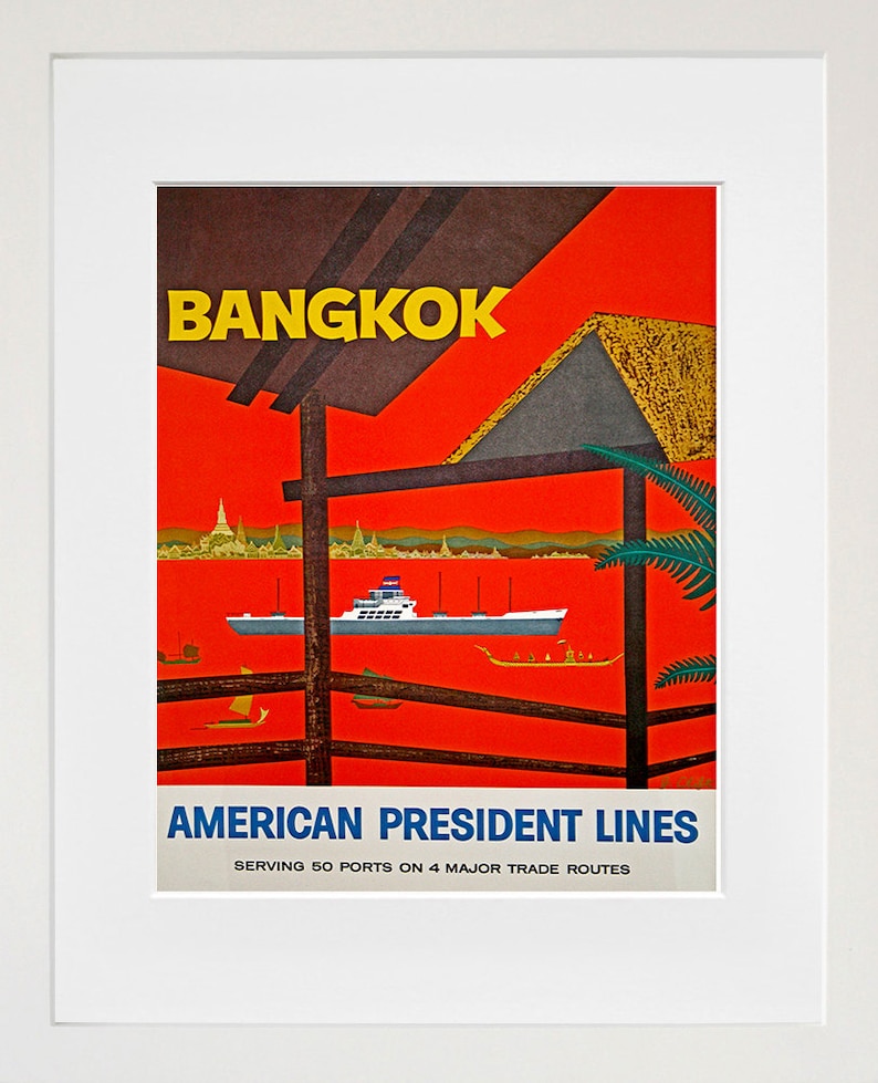 Art Thailand Poster Travel Print Bangkok Vintage Thai Home Etsy