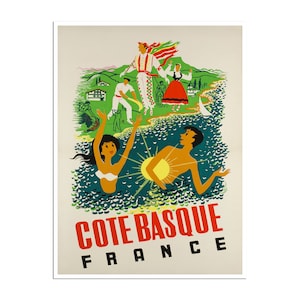 Cote Basque Art Vintage französischer Druck Frankreich Reiseplakat (XR2650)