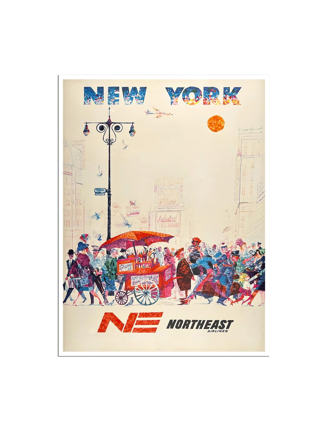 New York Art Vintage Travel Poster NY Print NYC Decor (XR4782) - Etsy