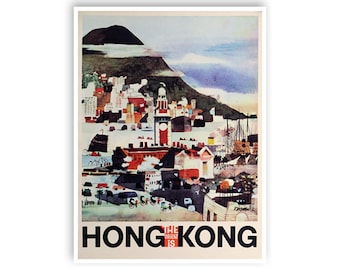 Póster de viaje de Hong Kong con arte impreso, decoración vintage para el hogar (XR3612)