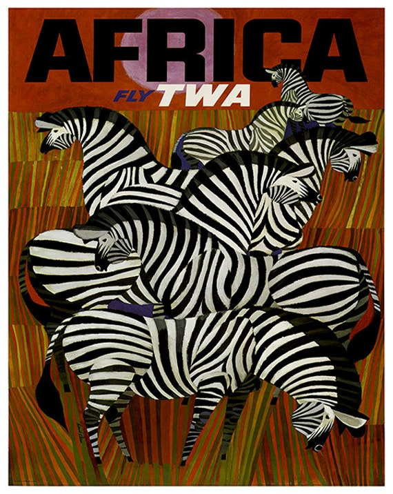 Africa Travel Poster Zebra Art Print Home Decor (ZT379) - Etsy