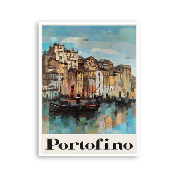 Portofino Italy Art Vintage Travel Poster Italian Wall Art Print (XR3816)