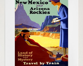 Art New Mexico Travel Print Vintage Poster (TR153)