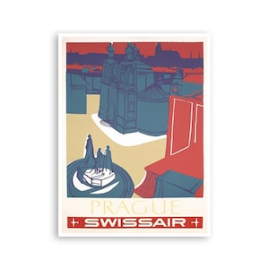 Praag reisposter Tsjechische retro kunstdruk (XR3194)