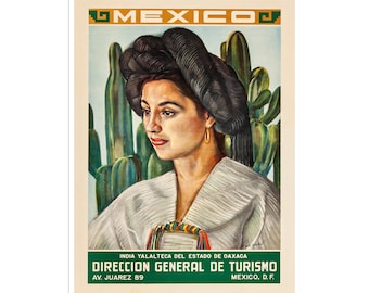 Reiskunst poster Mexico-print, Mexicaans vintage woondecoratie (XR2480)