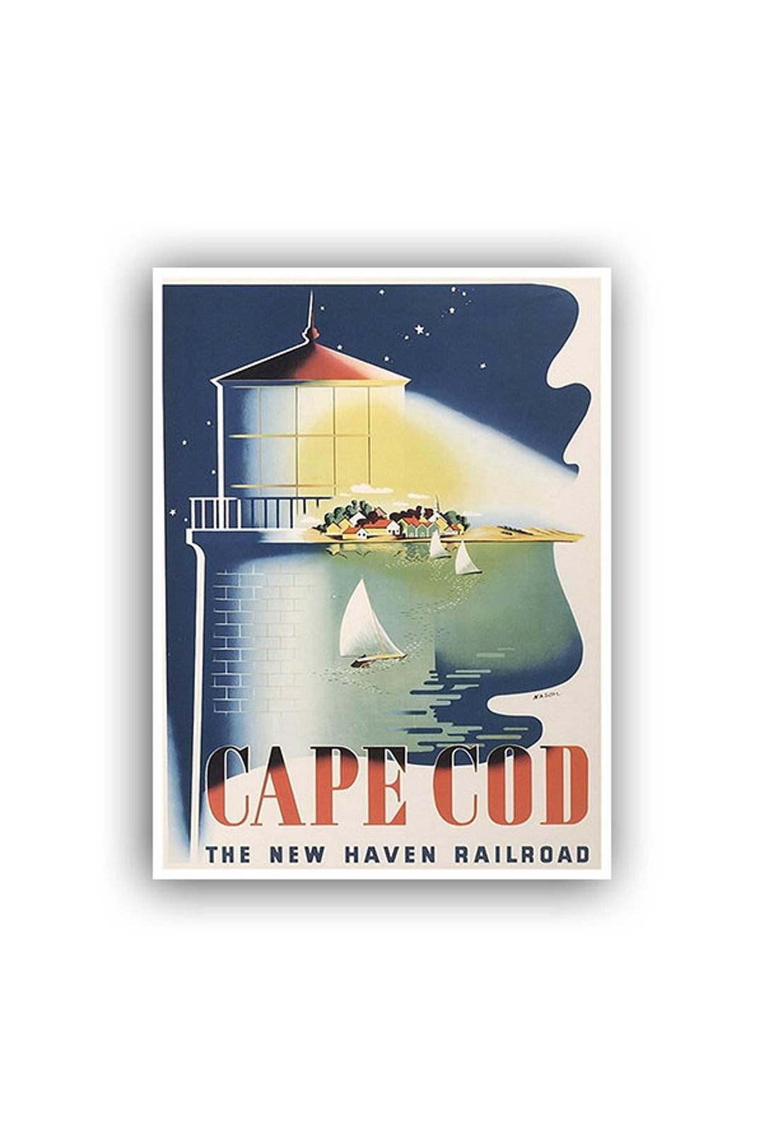 Cape Cod Art Vintage Travel Poster Print Home Wall Decor Etsy