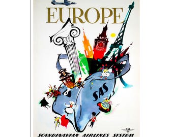 Europe Travel Poster Vintage Art Canvas Print Hanging Retro Wall Decor ...