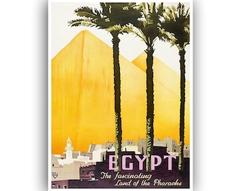 Póster de viaje con arte egipcio, impresión egipcia, decoración del hogar (XR856)