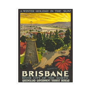 Brisbane Australia Art Sign Wall Decor Travel Poster Print (XR2170)