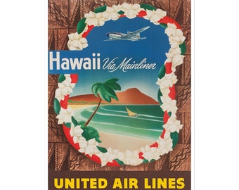 Poster di viaggio retrò con stampa artistica delle Hawaii (XR1384)