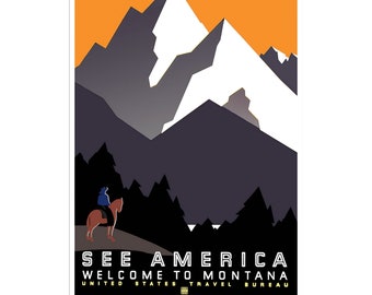 Montana Art Travel Poster America Print Home Decor (XR1667)