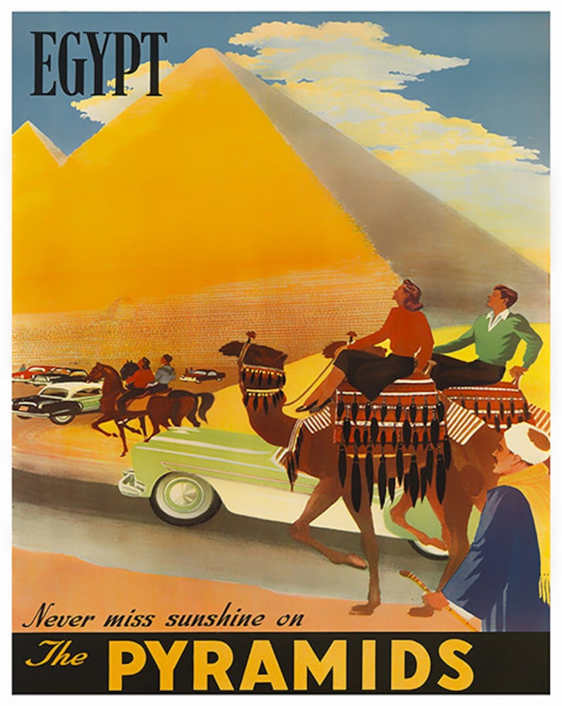 Egypt Art Vintage Travel Poster Print Home Egyptian Wall Decor Etsy